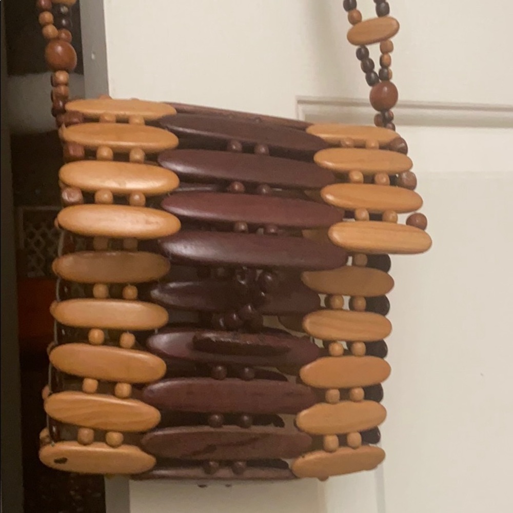 Vintage Boho Wooden Crossbody Bag